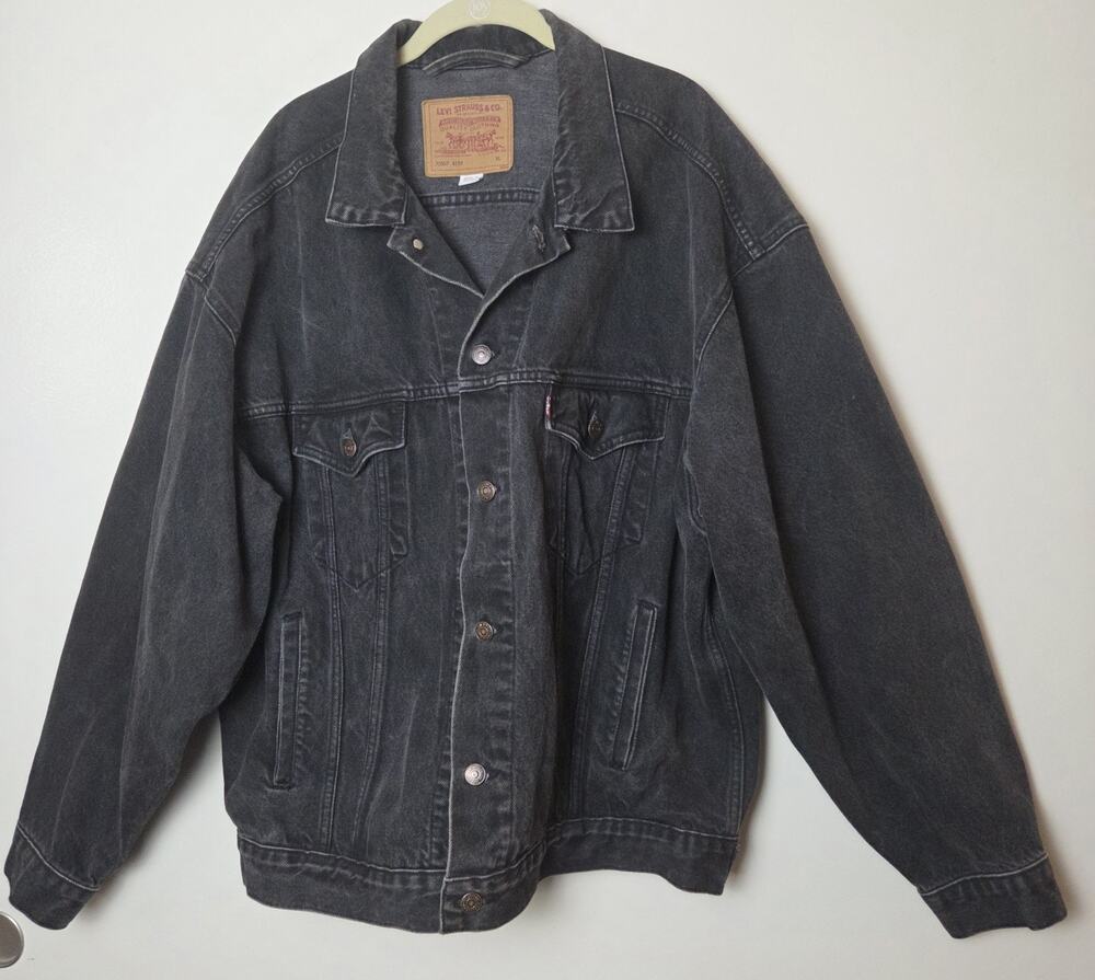 Vintage 90s Levis Jean Jacket Mens XL Black Trucker 70507 4159 Made in Uruguay